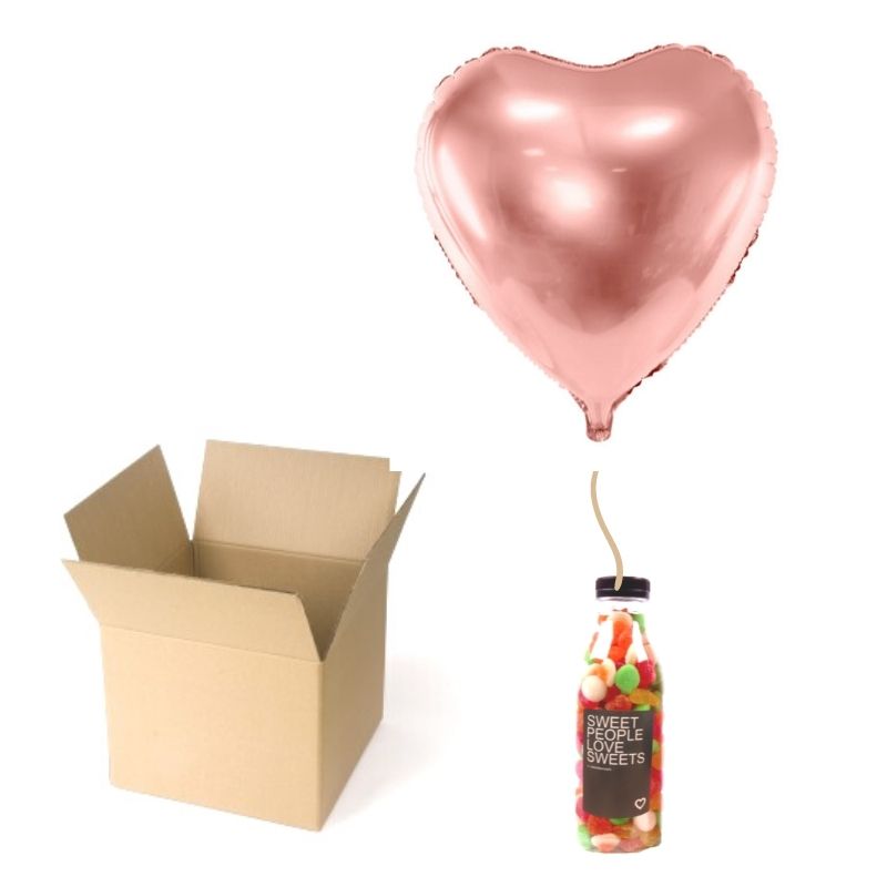 caja love pack globo corazón y botella gominolas pareja regalos eventos packandthings alicante aspe